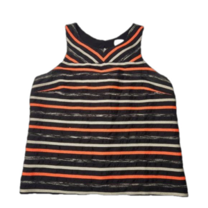 HD in Paris sleeveless black striped dressy tank top size US12 back cut outs